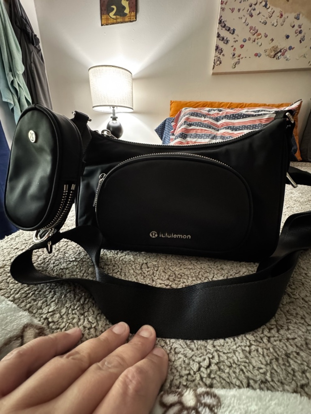 lululemon athletica Black Nylon Shoulder Belt Bag with Detachable Mini Pouch - Picture 6 of 8